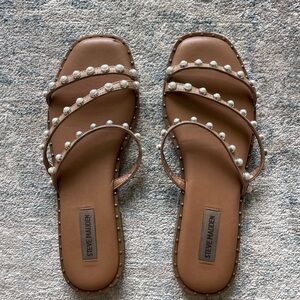 Steve Madden Brown Sandals with Pearl Accents